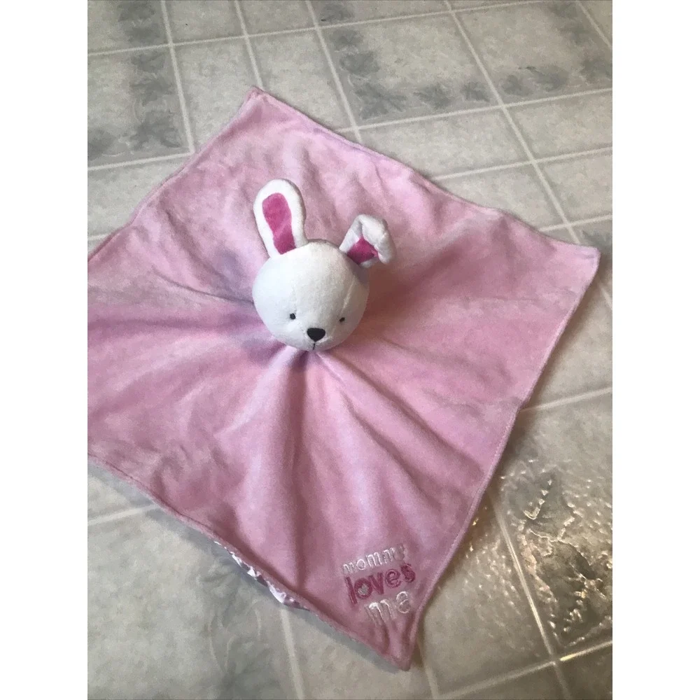 Carter's Baby Lovey Pink Bunny Rabbit Mommy Loves Me Security Blankey Rattle